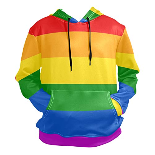 PUXUQU Mens Hoodie Sweatshirt Bunt Regenbogen Long Sleeve Pullover Hooded Hoody with Pockets von PUXUQU
