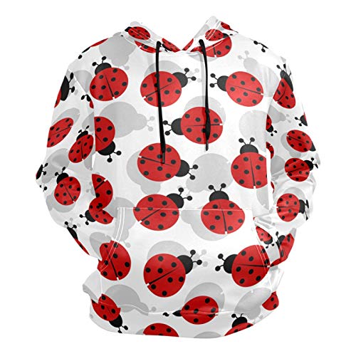 PUXUQU Mens Hoodie Sweatshirt Süß Marienkäfer Rot Pattern Long Sleeve Pullover Hooded Hoody with Pockets PUXUQU Mens Hoodie Sweatshirt Süß Marienkäfer Rot Pattern Long Sleeve Pullover Hooded Hoody with Pockets von PUXUQU