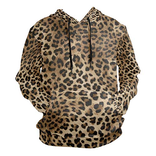 PUXUQU Mens Hoodie Sweatshirt Tier Leopard Haut Long Sleeve Pullover Hooded Hoody with Pockets von CMMT