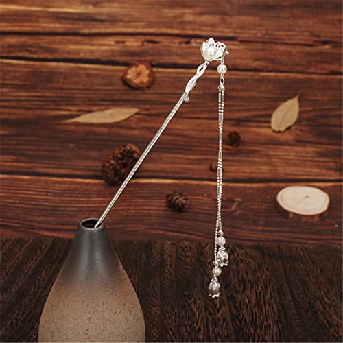 Haarstäbe, Haarstab, chinesische Haarnadeln, Haarnadelstab, Metallhaarnadel, antikes Ornament, Haarnadel im chinesischen Stil, Quastenhaarnadel, DC1 (Silber)(Silver) von PUYUNA