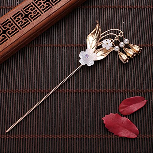 Haarstäbe,Haarstab,Chinesische Haarnadeln,Haarnadelstab,Blumenhaarnadel mit Quaste,Chinesischer Stil,Süße Retro-Haarnadel,Tragestil 1 von PUYUNA