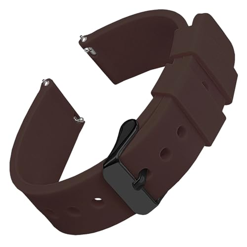 PUYUNA Gummi Uhr Band 20mm 22mm Sport Strap Universal Quick Release Ersatz Armband Weichen(Dark Coffee 2,16mm) von PUYUNA