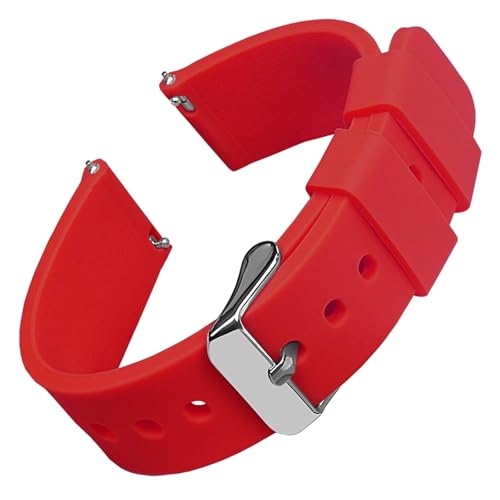 PUYUNA Gummi Uhr Band 20mm 22mm Sport Strap Universal Quick Release Ersatz Armband Weichen(Red 1,22mm) von PUYUNA