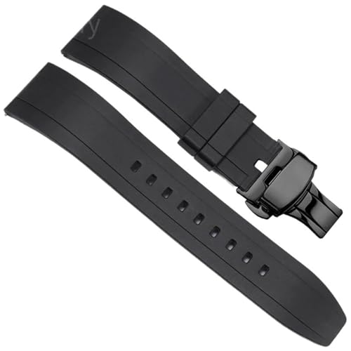 PUYUNA Silikon Herrenmode Sport Uhrenarmband 20mm 22mm Universal Armband Ersatz Uhrenarmband Zubehör(Black Black B1,24mm) von PUYUNA