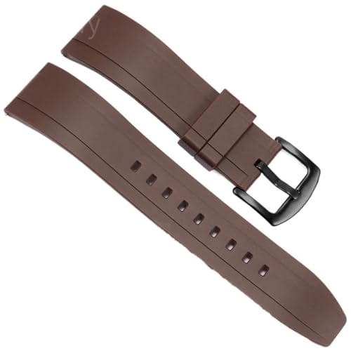 PUYUNA Silikon Herrenmode Sport Uhrenarmband 20mm 22mm Universal Armband Ersatz Uhrenarmband Zubehör(Coffee Black K2,20mm) von PUYUNA