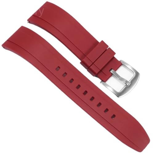 PUYUNA Silikon Herrenmode Sport Uhrenarmband 20mm 22mm Universal Armband Ersatz Uhrenarmband Zubehör(Red Steel K2,20mm) von PUYUNA