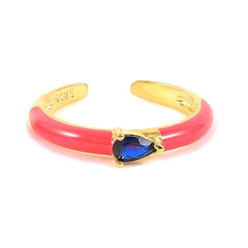 925 Sterling Silber Bunte Emaille Größenverstellbare Ringe Luxus Wassertropfen Zirkon Edelstein Mosaik Tropföl Öffnungsringe 925 Sterling Silber Bunte Emaille Größenverstellbare Ringe Luxus Wassertropfen Zirkon Edelstein Mosaik Tropföl Öffnungsringe von PUYYDS