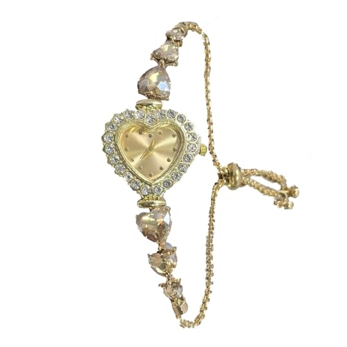 PUZYI Accessoires 2 Damenuhren mit herzförmigem Diamantarmband, analoge Quarz-Armbanduhren sind EIN modisches Geschenk for Damen Mode(Gold) von PUZYI