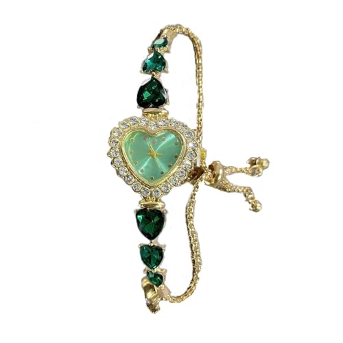 PUZYI Accessoires 2 Damenuhren mit herzförmigem Diamantarmband, analoge Quarz-Armbanduhren sind EIN modisches Geschenk for Damen Mode(Groen) von PUZYI