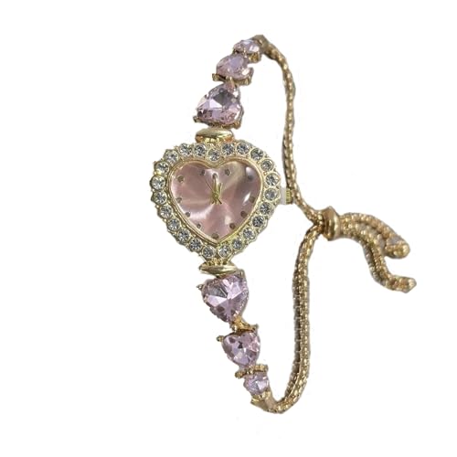 PUZYI Accessoires 2 Damenuhren mit herzförmigem Diamantarmband, analoge Quarz-Armbanduhren sind EIN modisches Geschenk for Damen Mode(Rose) von PUZYI