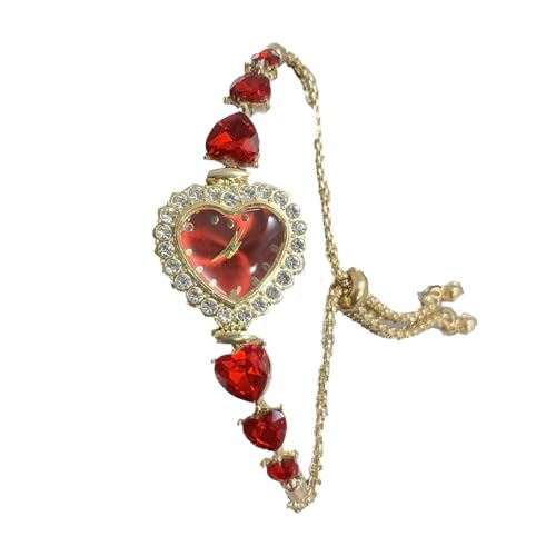 PUZYI Accessoires 2 Damenuhren mit herzförmigem Diamantarmband, analoge Quarz-Armbanduhren sind EIN modisches Geschenk for Damen Mode(Rosso) von PUZYI
