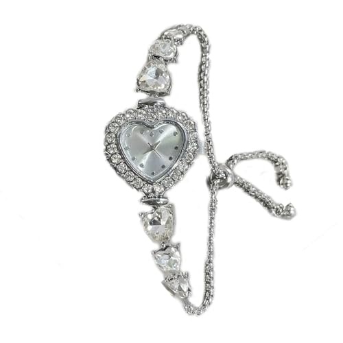 PUZYI Accessoires 2 Damenuhren mit herzförmigem Diamantarmband, analoge Quarz-Armbanduhren sind EIN modisches Geschenk for Damen Mode(Silver) von PUZYI