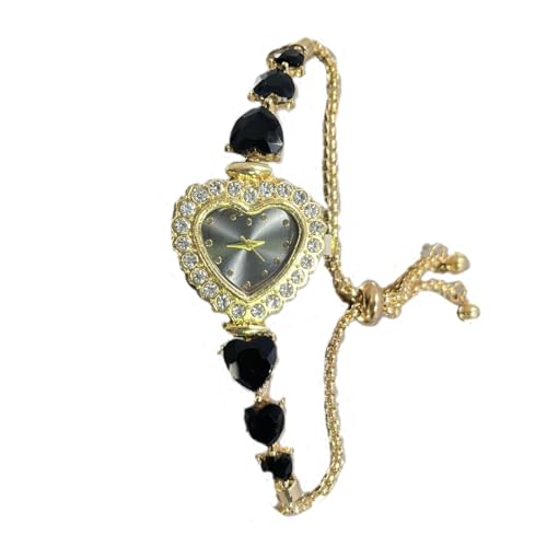 PUZYI Accessoires 2 Damenuhren mit herzförmigem Diamantarmband, analoge Quarz-Armbanduhren sind EIN modisches Geschenk for Damen Mode(Svart) von PUZYI