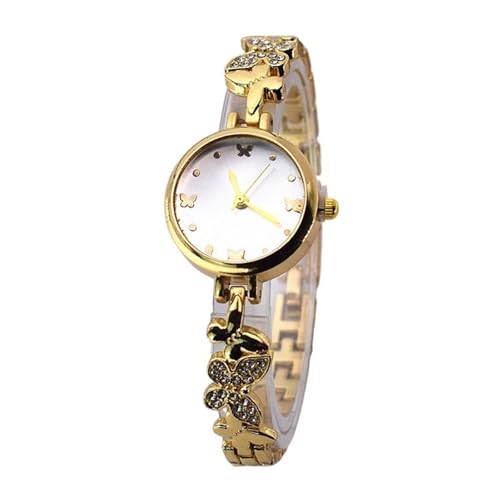 PUZYI Accessoires Elegante Damenuhr mit Schmetterlingsarmband, goldfarben, luxuriöse Diamant-Damenuhren sind EIN tolles Geschenk for Frauen Mode(Blanc) von PUZYI