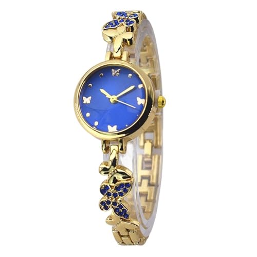 PUZYI Accessoires Elegante Damenuhr mit Schmetterlingsarmband, goldfarben, luxuriöse Diamant-Damenuhren sind EIN tolles Geschenk for Frauen Mode(Bleu) von PUZYI