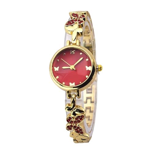 PUZYI Accessoires Elegante Damenuhr mit Schmetterlingsarmband, goldfarben, luxuriöse Diamant-Damenuhren sind EIN tolles Geschenk for Frauen Mode(Rosso) von PUZYI