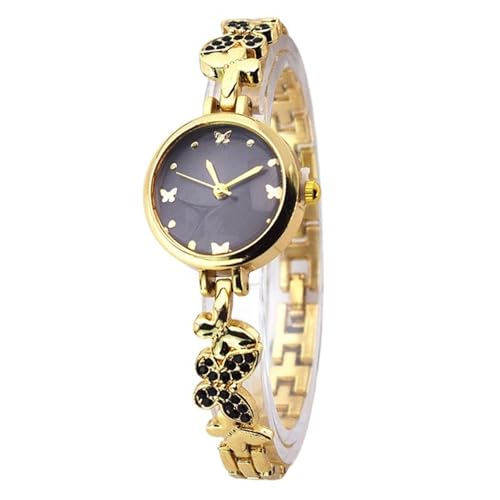 PUZYI Accessoires Elegante Damenuhr mit Schmetterlingsarmband, goldfarben, luxuriöse Diamant-Damenuhren sind EIN tolles Geschenk for Frauen Mode(Svart) von PUZYI