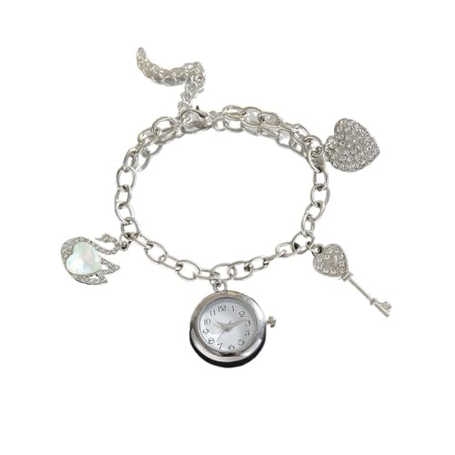 PUZYI Accessoires Hängende Kettenarmbanduhr, Schmuckarmbanduhr, kreative Damenarmbanduhren können als Geschenk for Freundin und Ehefrau gegeben Werden Mode(Silver,B) von PUZYI
