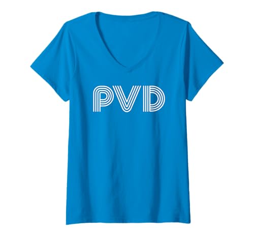 Damen PVD//Providence RI Lineares Retro-Design T-Shirt mit V-Ausschnitt Damen PVD//Providence RI Lineares Retro-Design T-Shirt mit V-Ausschnitt von PVD Providence Rhode Island Retro Linear Designs