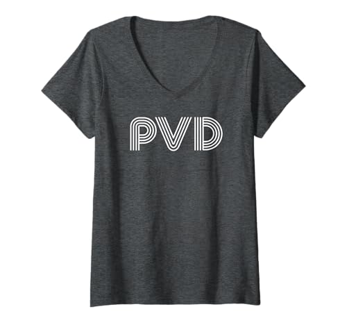 Damen PVD//Providence RI Lineares Retro-Design T-Shirt mit V-Ausschnitt Damen PVD//Providence RI Lineares Retro-Design T-Shirt mit V-Ausschnitt von PVD Providence Rhode Island Retro Linear Designs