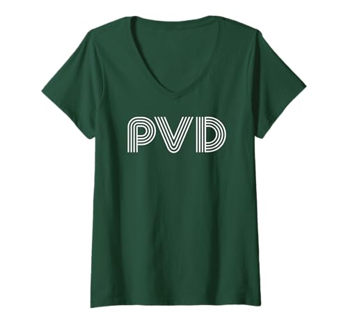 Damen PVD//Providence RI Lineares Retro-Design T-Shirt mit V-Ausschnitt Damen PVD//Providence RI Lineares Retro-Design T-Shirt mit V-Ausschnitt von PVD Providence Rhode Island Retro Linear Designs
