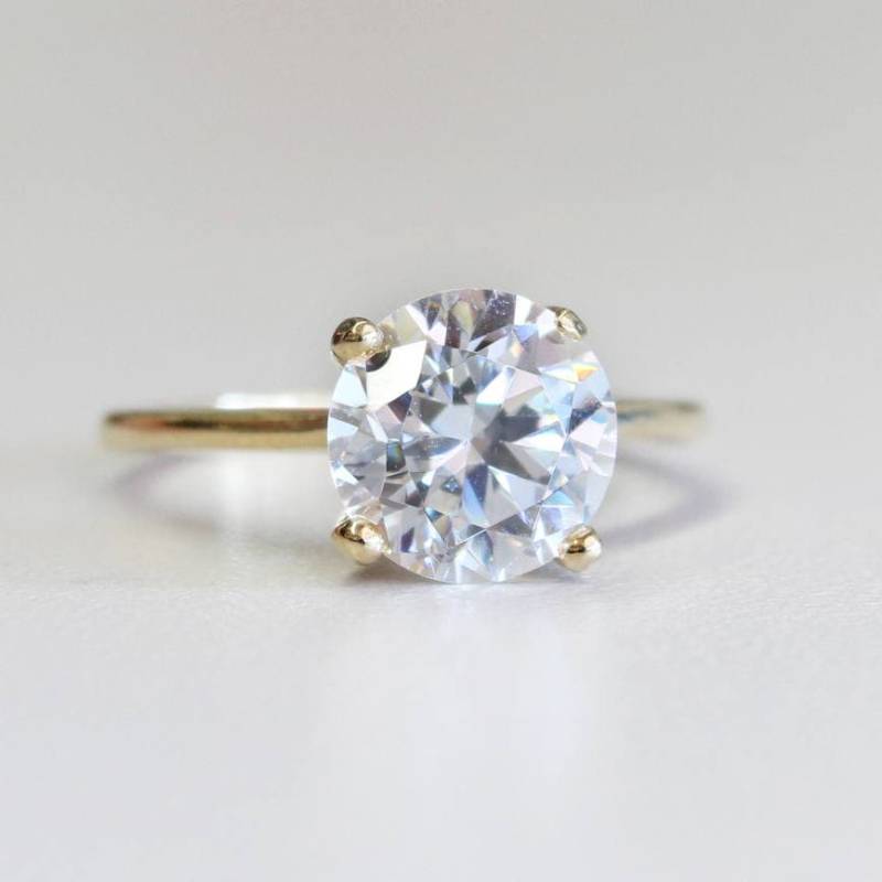 Vintage 18K Vergoldeter Cubic Zirkonia Solitaire Ring - Stil Der 80Er Jahre von PVDVintageJewelry