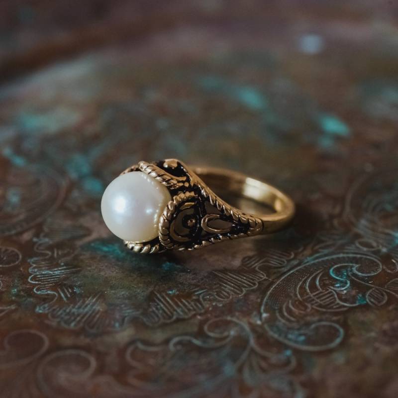 Vintage 1970S Ring 18K Gold Filligran, Nie Getragen von PVDVintageJewelry