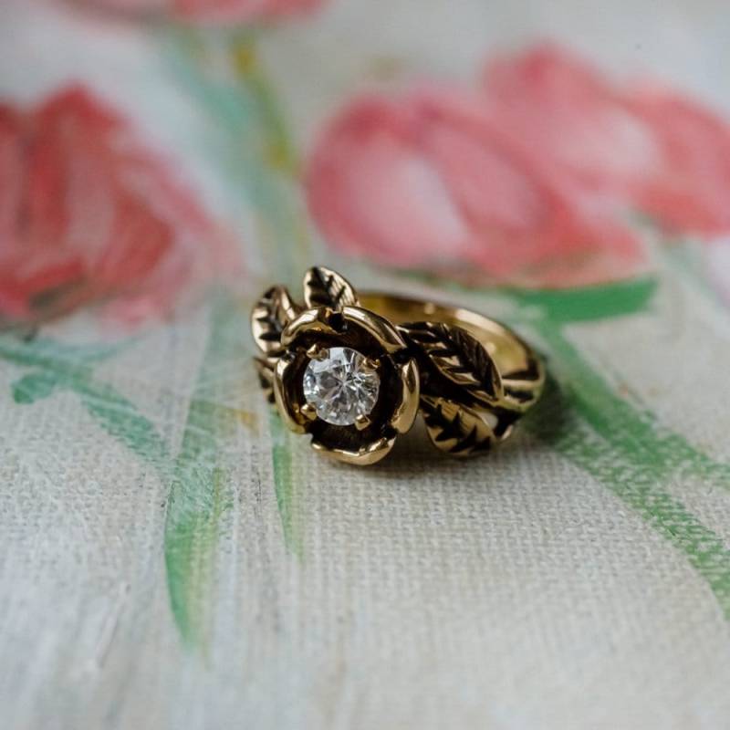 Vintage 1980S Blumen Ring Cubic Zirkonia 750 Gold Hge Vintage 1980S Blumen Ring Cubic Zirkonia 750 Gold Hge von PVDVintageJewelry