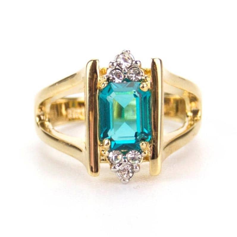 Vintage 1980S Zirkon & Swarovski Kristall Ring 18K Gold Galvanisiert Vintage 1980S Zirkon & Swarovski Kristall Ring 18K Gold Galvanisiert von PVDVintageJewelry