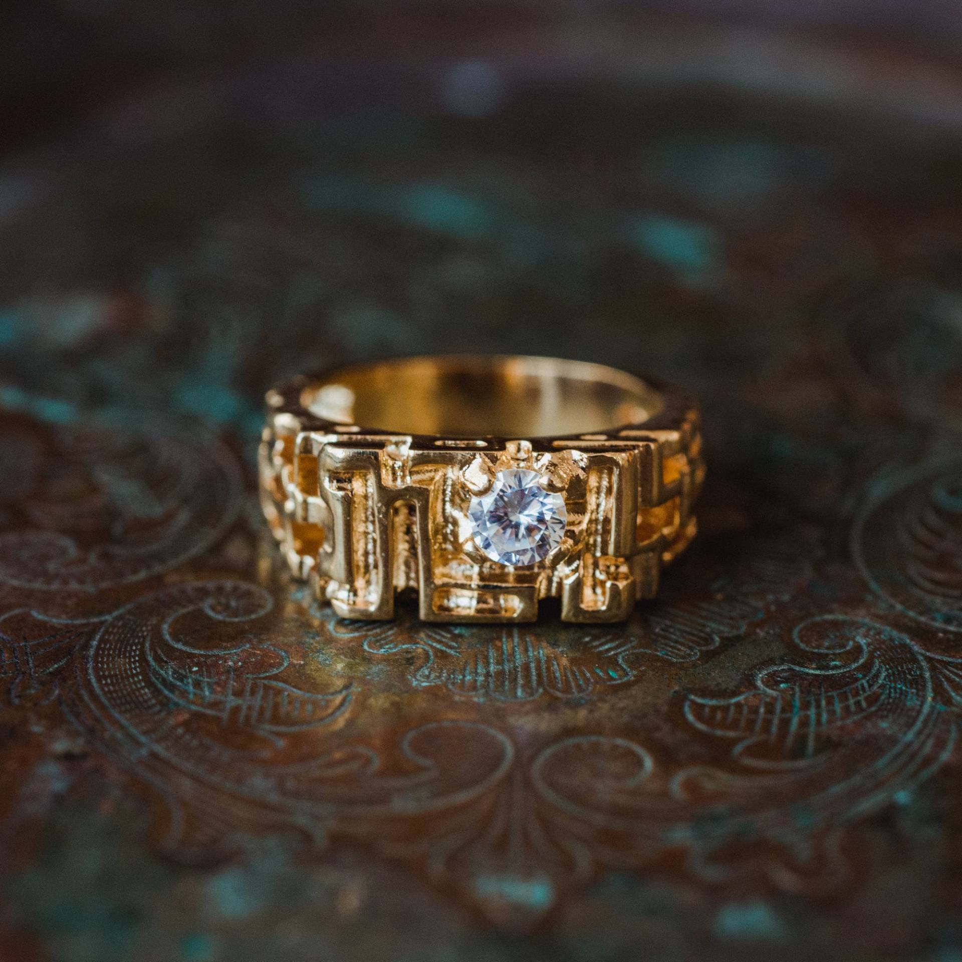 Vintage Edwardian Style Nugget Ring 18K Gold Galvanisierte Cubic Zirkonia Vintage Edwardian Style Nugget Ring 18K Gold Galvanisierte Cubic Zirkonia von PVDVintageJewelry