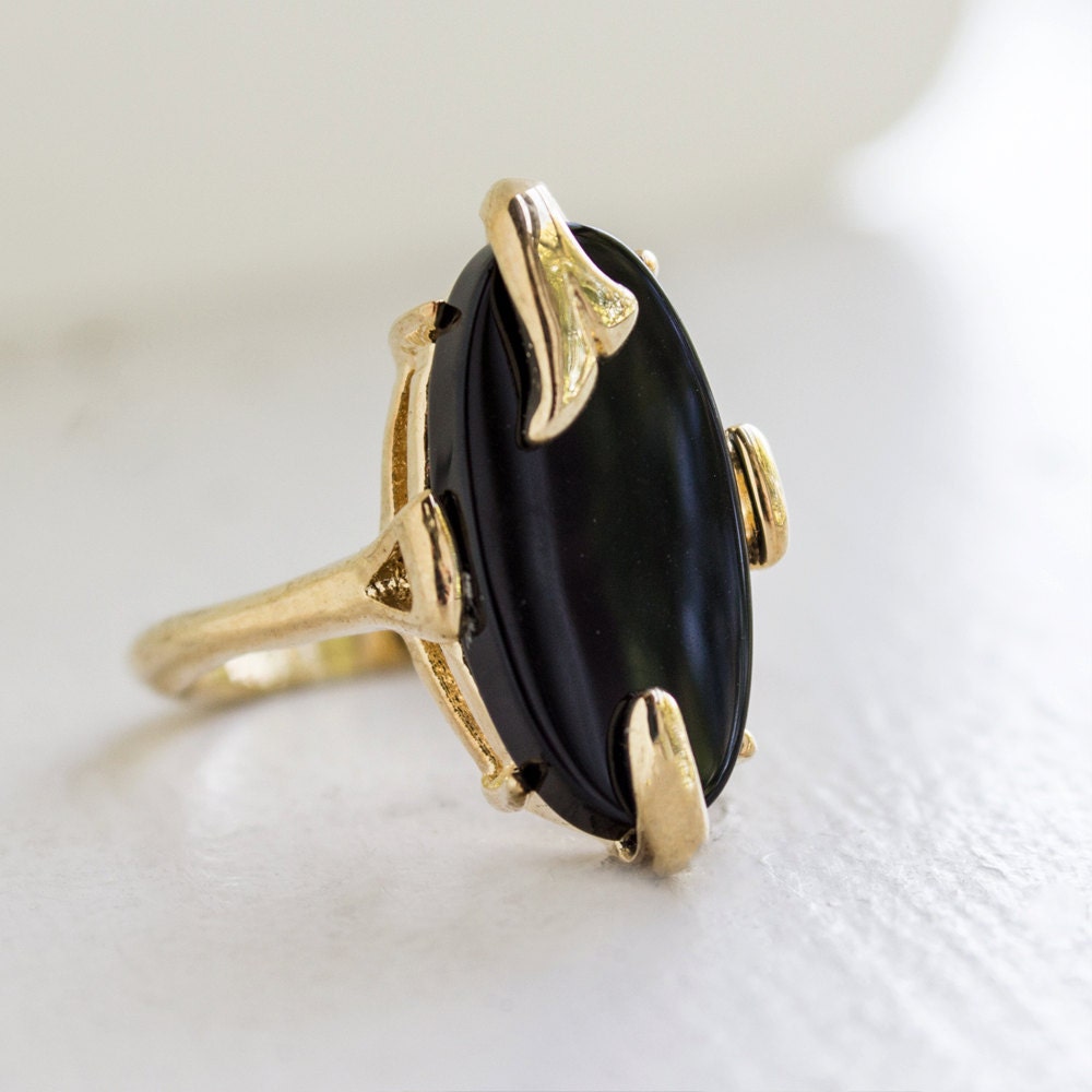Vintage Genuine Onyx 18K Gold Plated Cocktailring Made in Usa #r2998 Ringe Schmuck Schwarzer Stein Antik Für Frauen Verziert Vintage Genuine Onyx 18K Gold Plated Cocktailring Made in Usa #r2998 Ringe Schmuck Schwarzer Stein Antik Für Frauen Verziert von PVDVintageJewelry