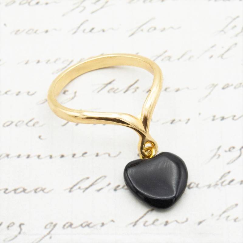 Vintage Herz Onyx Ring 750Er Gelbgold Galvanisiert, Silber Vintage Herz Onyx Ring 750Er Gelbgold Galvanisiert, Silber von PVDVintageJewelry