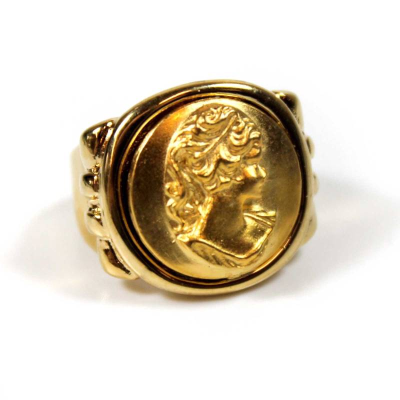 Vintage Matt Gold Ton Cameo 18K Gelbgold Galvanisiert Ring Made in Usa #r4062 Vintage Matt Gold Ton Cameo 18K Gelbgold Galvanisiert Ring Made in Usa #r4062 von PVDVintageJewelry