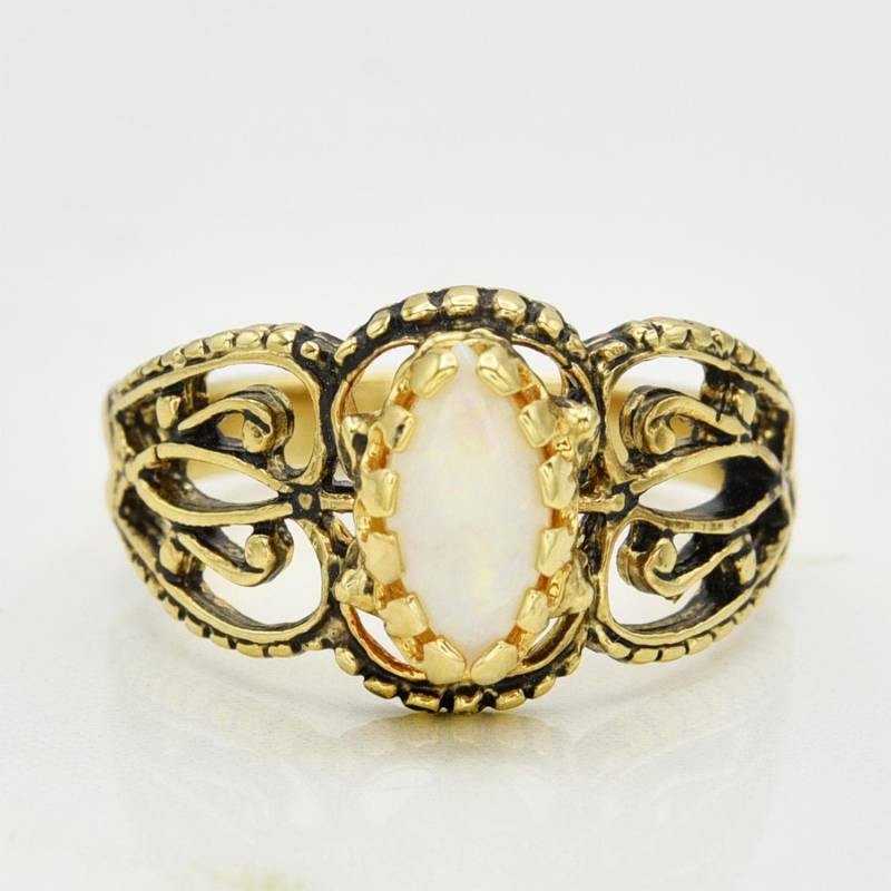 Vintage Opal Cocktailring 18K Gold Filigree, Usa Made Antique Opale Ringe Schmuck Für Frauen Vintage Opal Cocktailring 18K Gold Filigree, Usa Made Antique Opale Ringe Schmuck Für Frauen von PVDVintageJewelry