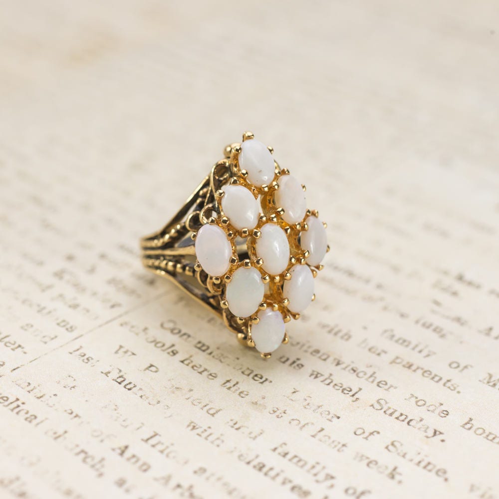 Vintage Opal Cocktailring 750Er Gelbgold Galvanisiert, Vorsehung Ri Vintage Opal Cocktailring 750Er Gelbgold Galvanisiert, Vorsehung Ri von PVDVintageJewelry