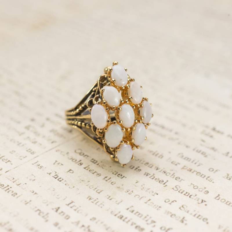 Vintage Opal Cocktailring 750Er Gelbgold Galvanisiert, Vorsehung Ri Vintage Opal Cocktailring 750Er Gelbgold Galvanisiert, Vorsehung Ri von PVDVintageJewelry