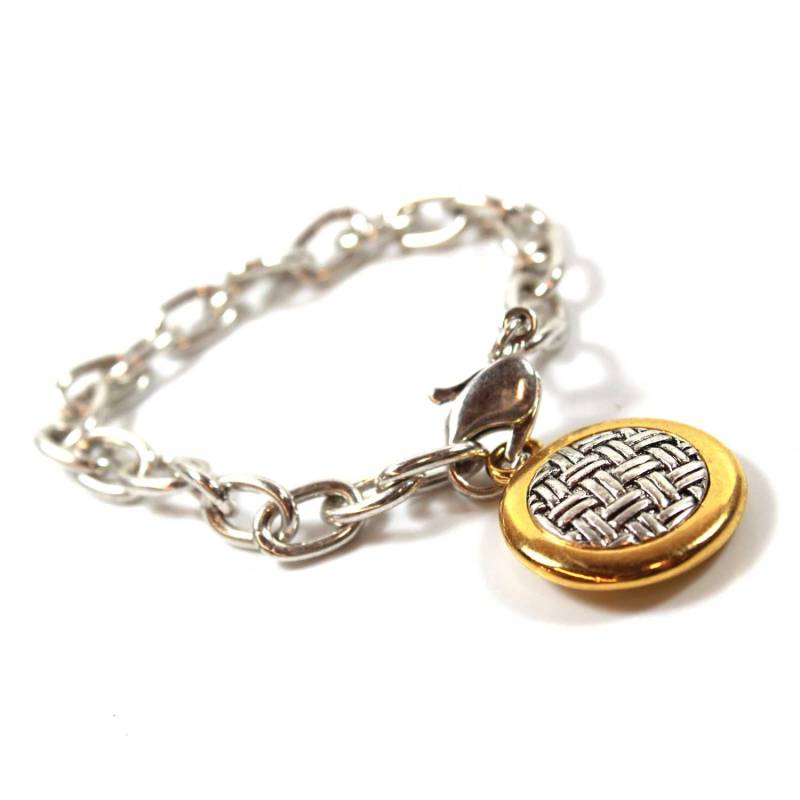 Vintage Oscar De La Renta Armband Zweifarbiger Weave Anhänger, 18 cm Kette Vintage Oscar De La Renta Armband Zweifarbiger Weave Anhänger, 18 cm Kette von PVDVintageJewelry