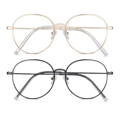 PVFZXS 2er-Set Fake Brille, Fensterglas Brille Damen, Blaulicht-Brille, Geeignet für Männer Und Frauen von PVFZXS
