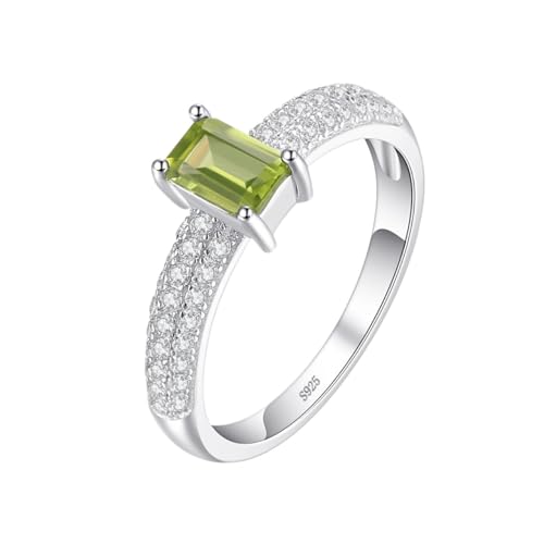PVUVTNAHW 0,5 ct natürlicher Smaragdschliff-Peridot-Solitär-Cocktailring aus 925er Sterlingsilber for Partys, Jahrestage(6) von PVUVTNAHW