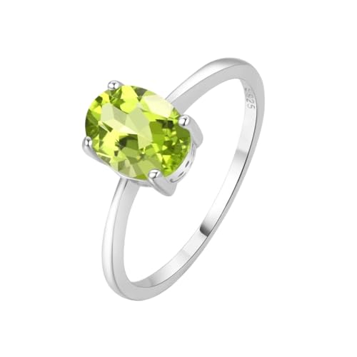 PVUVTNAHW 1,45 ct Granat Citrin Amethyst Peridot Himmelblau Topas Geburtsstein Solitärring 925 Sterling Silber(Natural Peridot,6) von PVUVTNAHW