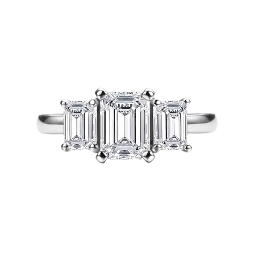 PVUVTNAHW 1,6 cttw Smaragdschliff D Farbe Moissanite Ring 925 Sterling Silber Verlobung Trauringe(8.5) von PVUVTNAHW