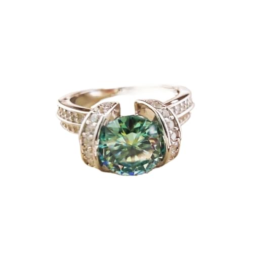 PVUVTNAHW 1 Karat Grün Moissanite Ring Frauen VVS 6,5 MM S925 Silber Schmuck for Party(7) von PVUVTNAHW