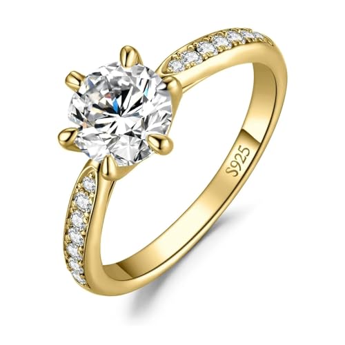 PVUVTNAHW 1 Karat Moissanite Ring Labor Diamant Ringe Damen Hochzeit Schmuck S925 Silber(Gold,5) von PVUVTNAHW