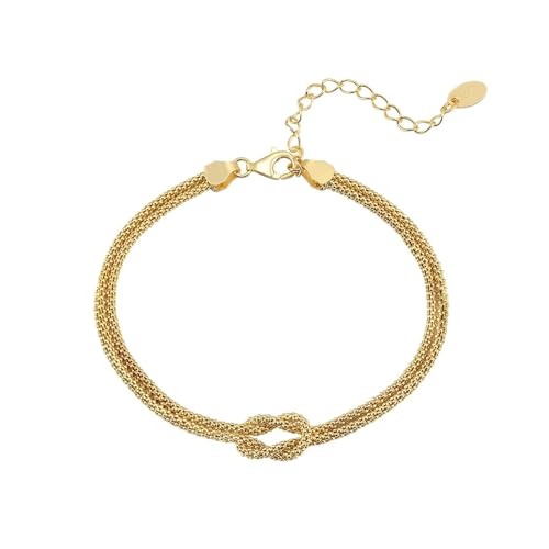 PVUVTNAHW 14K Gold Doppelschicht Maiskette Armband Mode 925 Sterling Silber Armband for Frauen Party(14K Gold) von PVUVTNAHW