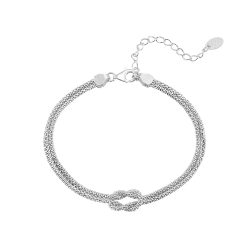 PVUVTNAHW 14K Gold Doppelschicht Maiskette Armband Mode 925 Sterling Silber Armband for Frauen Party(Silver) von PVUVTNAHW