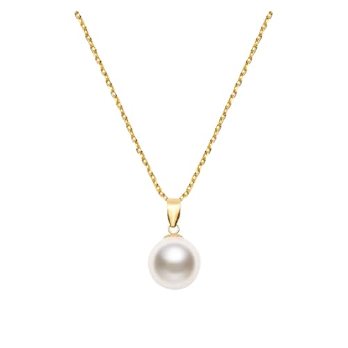 PVUVTNAHW 18 Karat Gelbgold Halskette Anhänger Natürliche Süßwasserperle Trendy Party Schmuck for Frauen von PVUVTNAHW