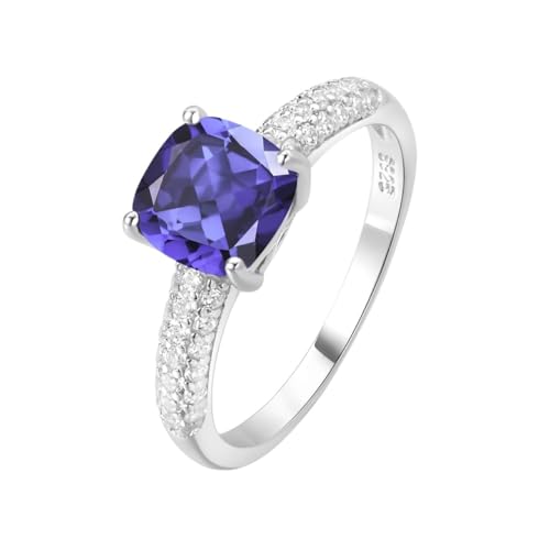 PVUVTNAHW 2,22 ct künstlicher Saphir Nano-Smaragd Tansanit Solitärring 925 Sterling Silber for Frauen Alltagsparty(6) von PVUVTNAHW