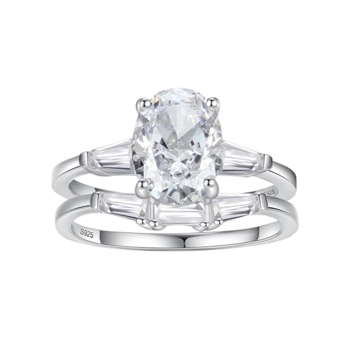 PVUVTNAHW 2 Karat 7x9MM Oval Moissanite Zwei Ringe Labor Diamant Ring Frauen Hochzeit Schmuck(7) von PVUVTNAHW