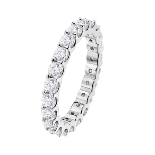 PVUVTNAHW 2MM 3MM Moissanite Full Circle Row Diamantring 925 Sterling Silber for Frauen Hochzeit Edlen Schmuck(Set (2 pieces),6) von PVUVTNAHW