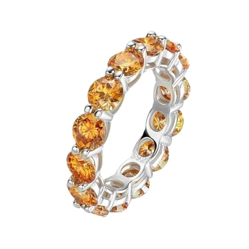 PVUVTNAHW 5mm Gelb Moissanite Ring for Frauen Labor Erstellt Diamant S925 Silber Schmuck Eternity Trauringe(Yellow,6) von PVUVTNAHW